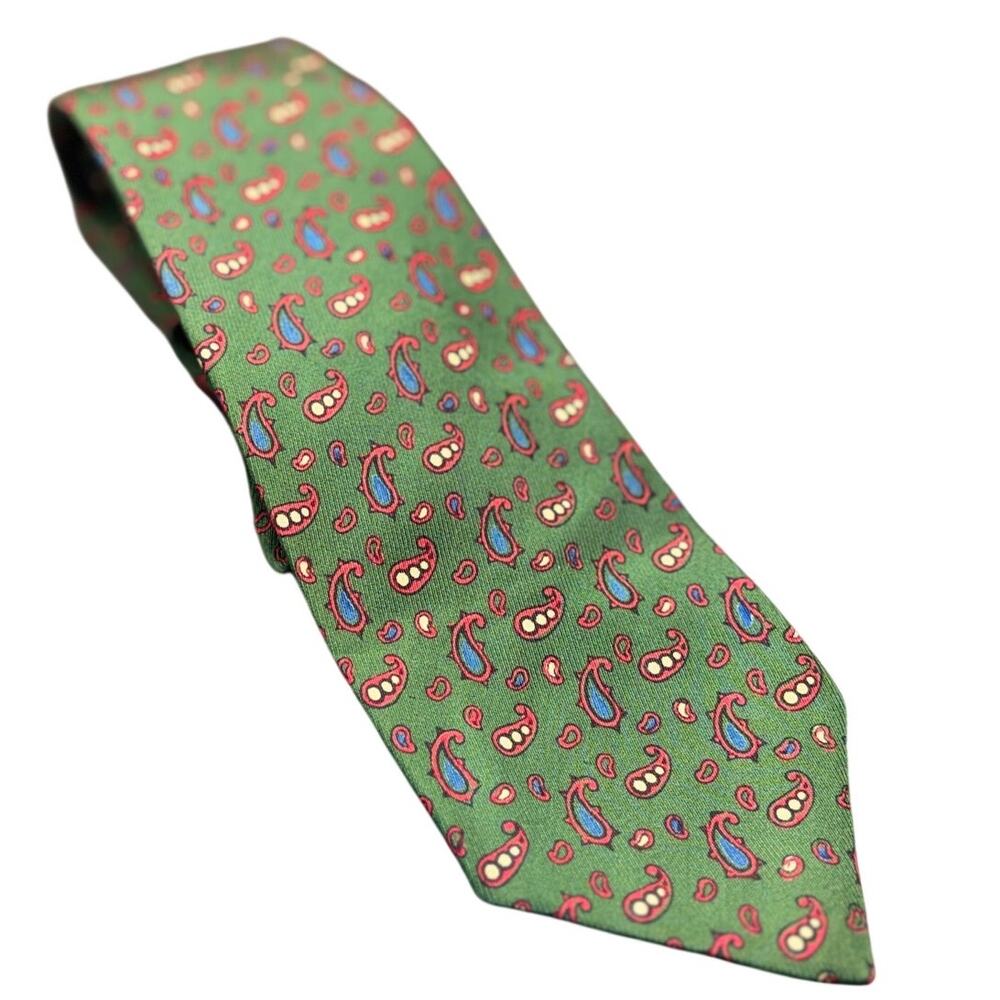 Vintage Regal x Arko's Clothiers Neck Tie Green Paisley Print All Silk 60s/70s
